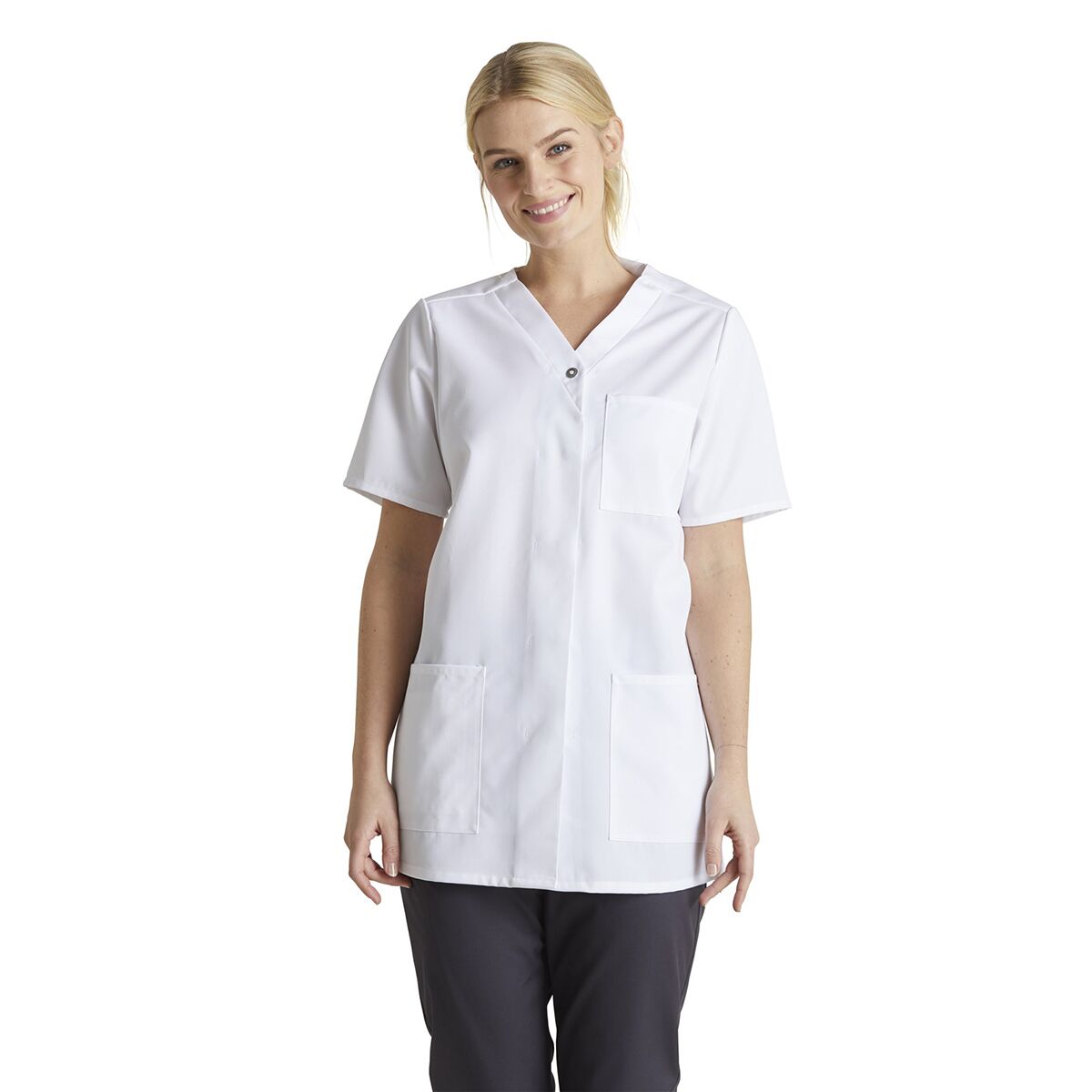 kentaur unisex kasack v-ausschnitt weiß lyocell 4 kentaur pflegebekleidung
