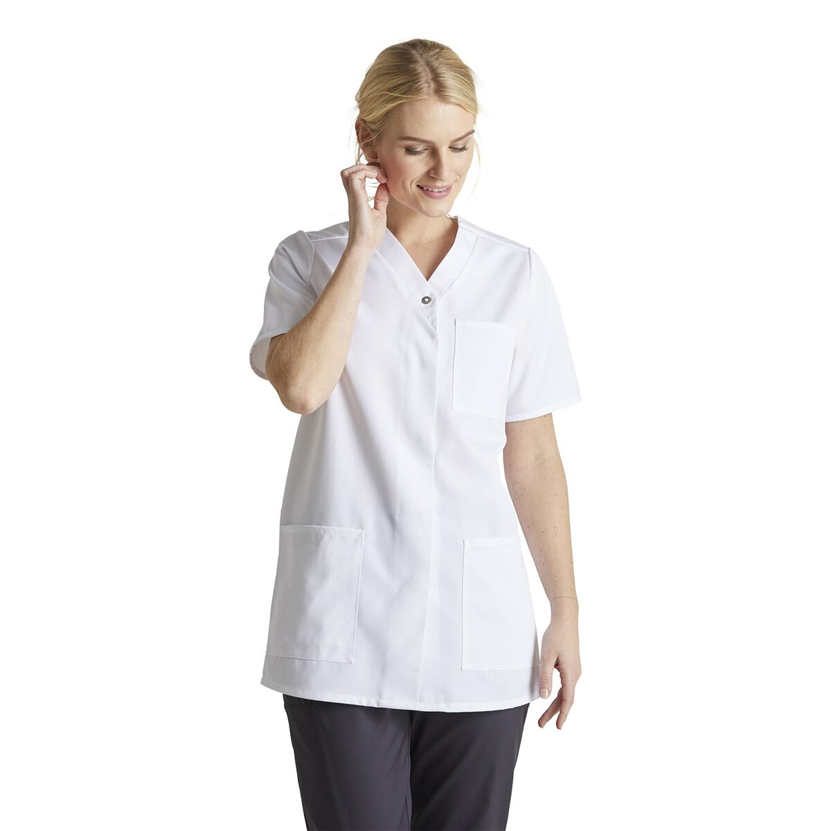 kentaur unisex kasack v-ausschnitt weiß lyocell 5 kentaur pflegebekleidung